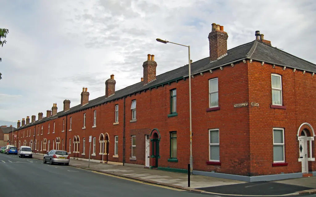 A row of red brick terraced houses