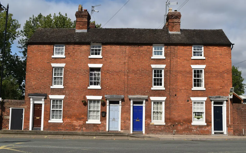 A street of red brick terraced houses